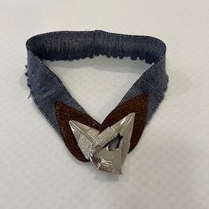 Denim Metal Tribal Southwestern Elastic Belt--Size Small-Medium